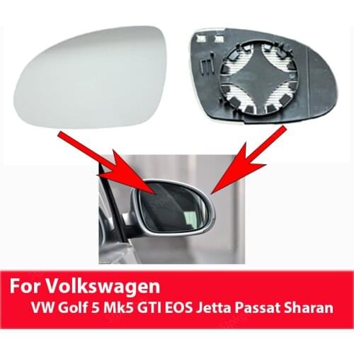 Rearview Heated Replacement Mirror Glass For Volkswagen VW Golf 5 Mk5 GTI EOS Jetta Passat Sharan For Skoda Superb B5 2002-2008