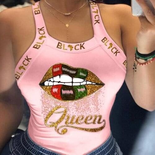 Fashion Letter Lip Print Sleeveless Crop Top Women Summer Clothes Casual Tank Tops Female Skinny Tee Shirt Y2K Plus Size 5XL