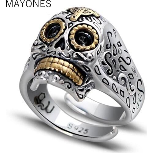 S925 sterling silver open ring personality popular fashion simple cross skull styling jewelry to send Trendy 2019 new hot gift