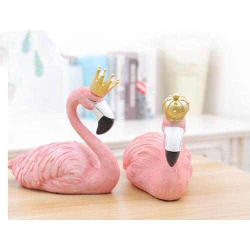 1PC Ins Fashion Desk Decoration Big Flamingo Ornaments Decorative Figurines Home Decor Resin Craft Wedding Lovers JL 204