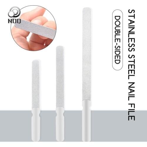 1pcs Nail File Stainless Steel Double Side Nail File Metal Sapphire Buffer File Manicure Files for Salon Home and Travel