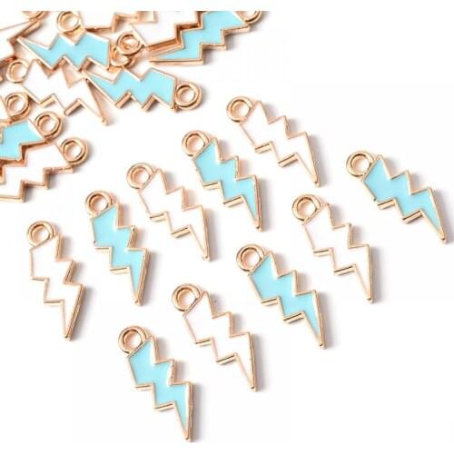 10Pcs Mixed Alloy Metal Drop Oil Flash Shape Pendant For Jewelry Making Handmade DIY Earrings Bracelet Pendant Accessories