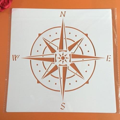 30 * 30cm Compass mould craft mandala mold for painting stencils stamped photo album embossed paper card on wood, fabric, wall