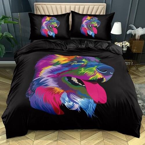 3D Pet Dog Custom Beddings Comforter Covers Se Duvet Cover Pillow Shames Twin King Queen Double Single Size Black Bedclothes