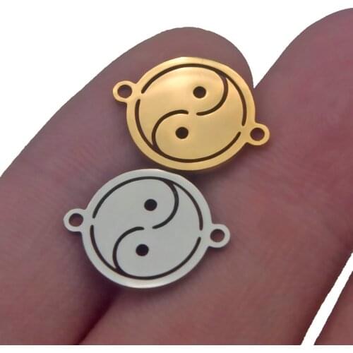 5pcs Fashion Stainless Steel Gossip Diy YOU ME Ying Yang Statement Necklaces Bagua Charms Pendant Jewelry Making Bracelet Gifts