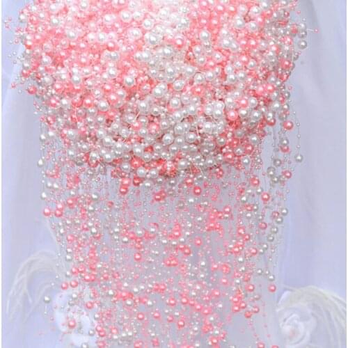 60M Imitation Pearl Beads Chain Trim For DIY Gypsophila Garland Flowers Wedding Party Decor Jewelry Findings Craft Accessories