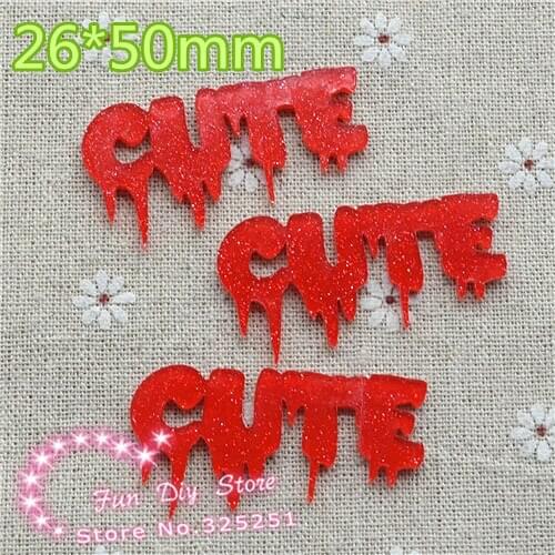 Acrylic shiny red cute word Flat back Scrapbooking 10pcs/lot 26*50mm