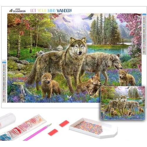 5D DIY Diamond Painting Forest Wolf Mosaic Full Diamond Embroidery Animal Wolf Stitch Kits Picture Wall Stickers Art Room Decor
