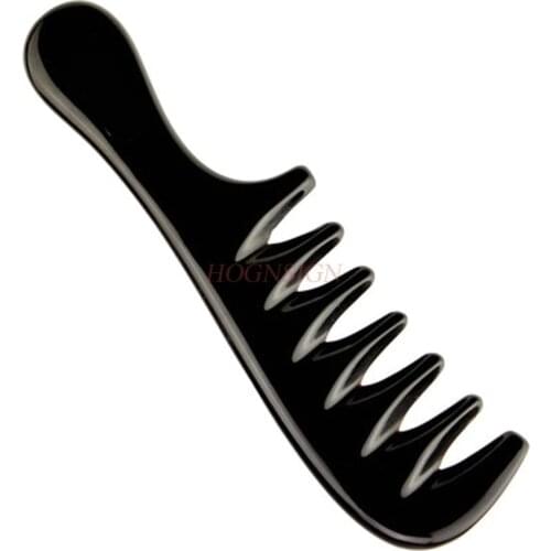 Authentic Natural Black Buffalo Horn Comb Large Combs Massage Hairbrush New 7 Tooth Scraping Hairdressing Supplies For Female