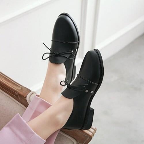 Large womens shoes with wide and fat feet British style small shoes spring and autumn new versatile single shoes