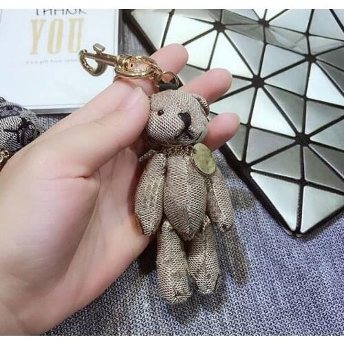 Unisex Ladies Men Canvas Bear Keychain Key Chain Ring Holders Car Bag Charm Gift