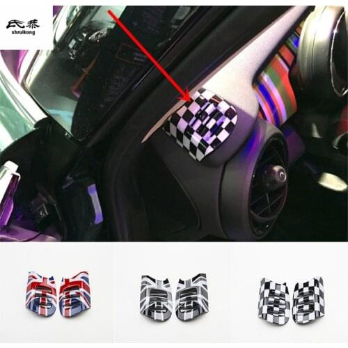 2PCS/Lot PC Material A Pillar Speaker Decoration Cover for 2015-2017 Mini cooper F55 / 2014-2017 F56