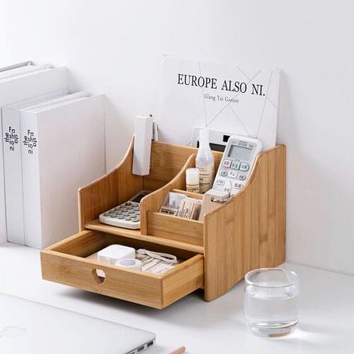Wooden Makeup Organizer Cosmetic Storage Box with Drawer Desktop Sundries Storage Rack Jewelry Organizer Container