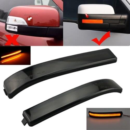 For Ford F150 SVT Raptor Smoked Black LED Side Wing Dynamic Turn Signal Light Flowing Rearview Mirror Indicator Blinker Lamps