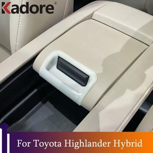For Toyota Highlander Hybrid 2021 2022 Carbon Fiber Car Inner Glove Armrest Storage Box handle Switch Cover Trim Accessories