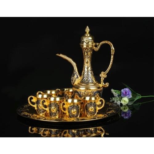 Europe gold +black Coffee/Wine/tea Set zinc metal wine glass barware set for home/bar/dining decoration wine tool set JJ071