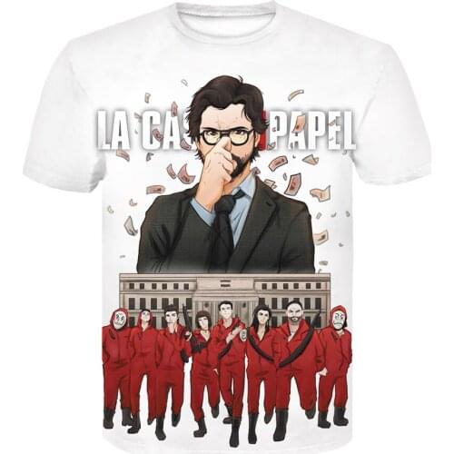 La Casa De Papel 3D Printed t shirt 2021 summer white Clothes tops Brand design tshirt Money Heist Short sleeve camisetas