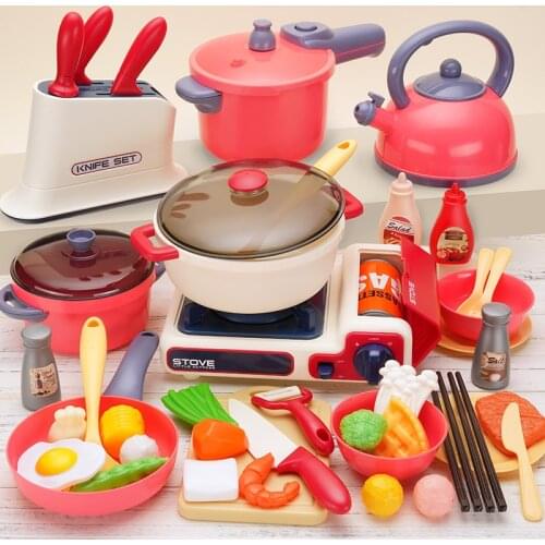 High End Kitchen Simulation Toys Simulation Plastic Foods Cookware Pot Pan Children Kitchen Toys Pretend Play Hot Pot Toy
