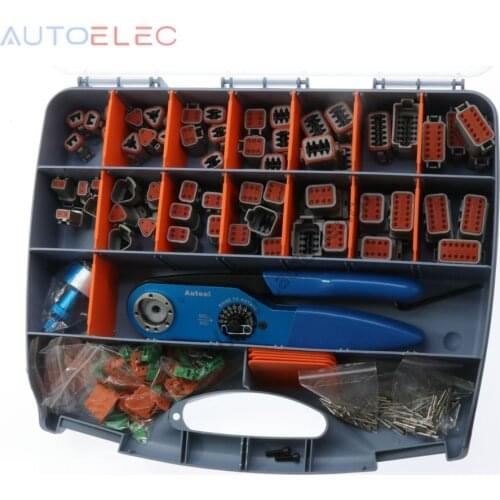 471 PCS Gray Deutsch DT Series Automotive Connector Kit with Solid Terminals Crimper +16-20AWG Solid Terminals+Tool box