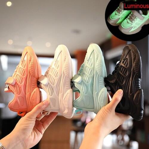 Baby Luminous Shoes Toddler Boy Girl Sneakers Mesh Breathable Child Walking Shoes Spring Summer Kids Sport Shoes Glow Size 21-36