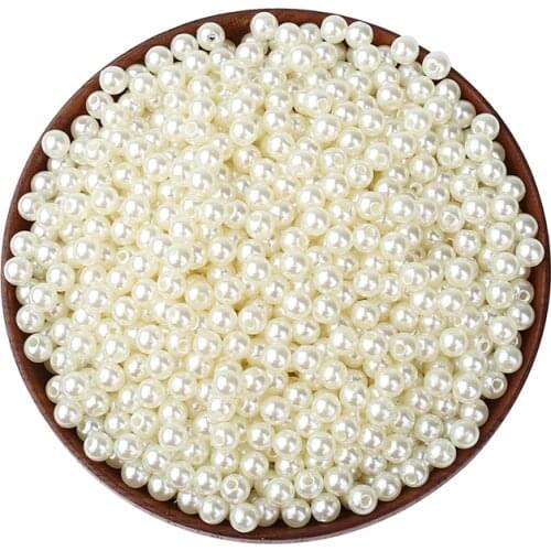 10-500Pcs Beige White Pearl Round Loose Beads for Jewelry Making For Needlework Beads DIY Bracelet & Necklaces 3-20 MM