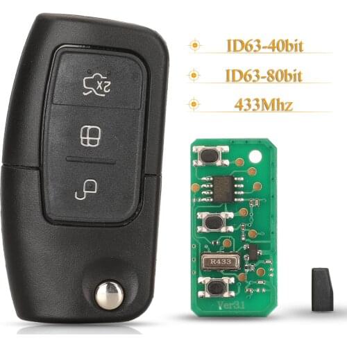 Kutery 3 Buttons Car Remote Key Fob ASK 433 Mhz For Ford Fiesta Focus 2 Ecosport Kuga Escape C Max Ka Fob HU101 / FO21