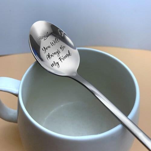 Stainless Steel Spoons Personalized Engraving Tableware Spoon Coffee Spoon Best Present for Husband Madam Family and Friends