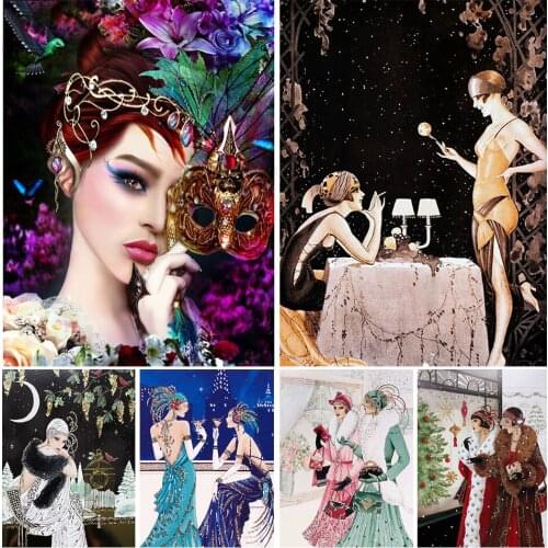 5D DIY Diamond Painting Beauty Portrait Rhinestone Picture Full Square/Round Diamond Embroidery Mosaic Kit Home Decoration Gift