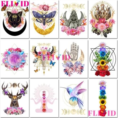 The Witch Of The Moon Wall Art Witchcraft Magic Circle Posters And Prints Wicca And Nature Canvas Painting Decoration Unframed