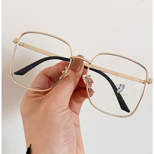 4 Colors Oversized Anti Blue Light Booking Glasses Men Fashion Women Eyeglass Frame Big Square Metal Frame Computer Glasses