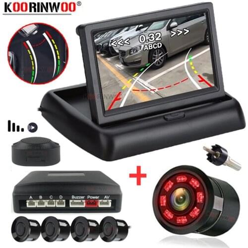 Koorinwoo Car Parktronic + Parking Camera + LCD Monitor Video Smart System for Cars Parking Sensors Beeper Sounds Parking Assist