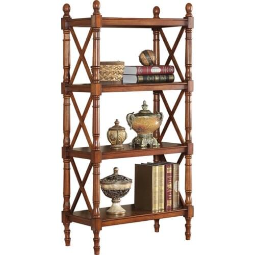 YL Solid Wood Bookshelf Shelf Simple European Vintage Shelf Storage Shelf Decoration Shelf G