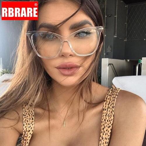RBRARE Cat Eye Glasses Frames Women Brand Designer Optical Frames Eyeglasses Women Clear Metal Big Frame Vintage Fake Glasses