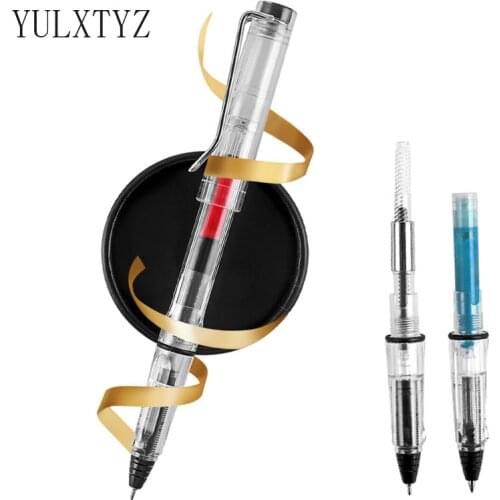 2pc/lot Multifunction Transparent Gel Pen Fountain Pen-type 0.38mm/0.5mm Can Absorb Ink and Ink Sac Pen School Office Stationery