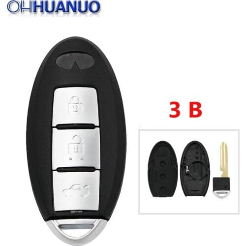 Smart Remote key Keyless Entry Key Shell Case 3 Button For Infiniti + Uncut blade