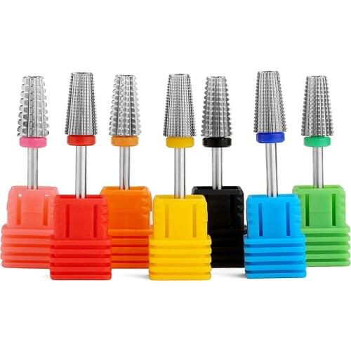 Super Quality 5 in 1 Milling Cutter for Manicure Tapered Carbide Nail Drill Bits Remove Gel Nail Cuticle Drill Polishing Tools