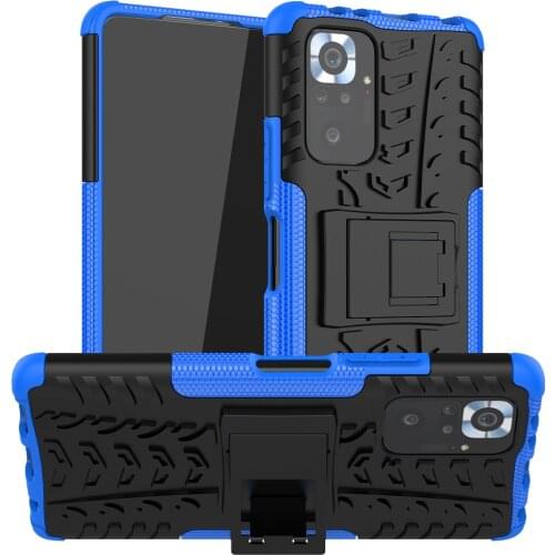 Shockproof Armor Rugged TPU Bumper Cover Coque For Xiaomi Redmi Note10 Note 10 Pro Max 10pro 6.67 Case Fundas PC Stand Shell