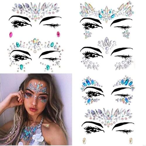 Temporary Glitter Face Adhesive Rhinestones Glass Sticker Strass Body Crystal Tattoo Stickers Makeup Crystals Applique Chest Gem