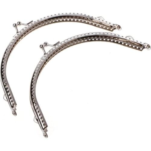 Y166 1PC Metal Frame Kiss Clasp Arch DIY Craft For Purse Bag Silver Tone 15cm