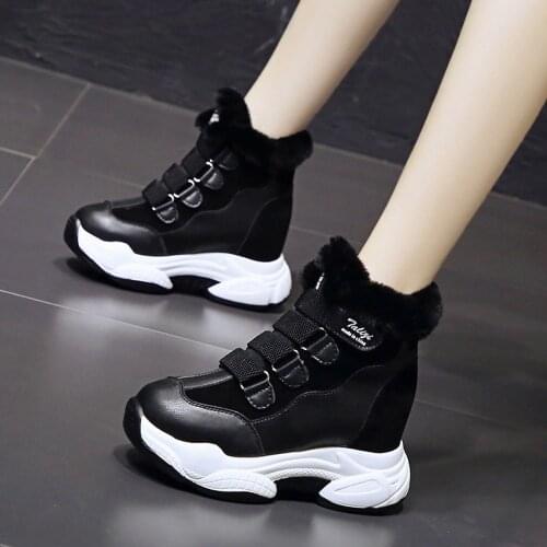 OLOMLB Womens Round Toe Match Colors Ankle Boots Fur Fleece Liner Wedge Hidden Heel Snow Warm Thick Sneakers Shoes New 2020