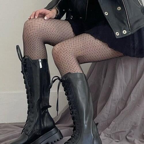 Women Sexy Pantyhose Water Ripple Fishnet Stockings Female White Black Nylon Thigh High Stockings Nightclubs Boots Socks