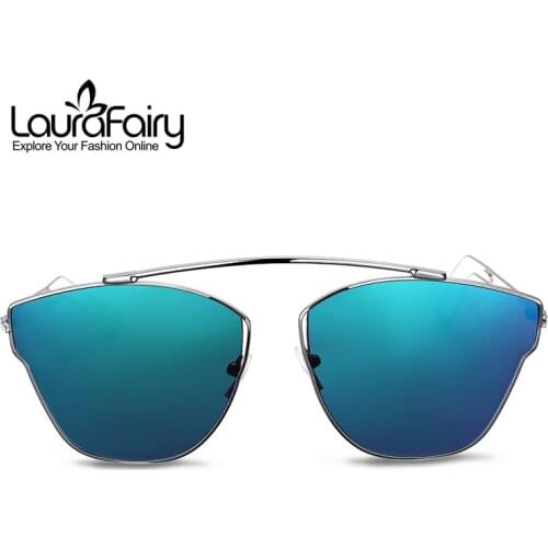 Laura Fairy Big Bridge Cateye Sun Glasses Women 2018 Multi Color Coating UV Protection Lady Shades Eyewear Sunglasses 0387