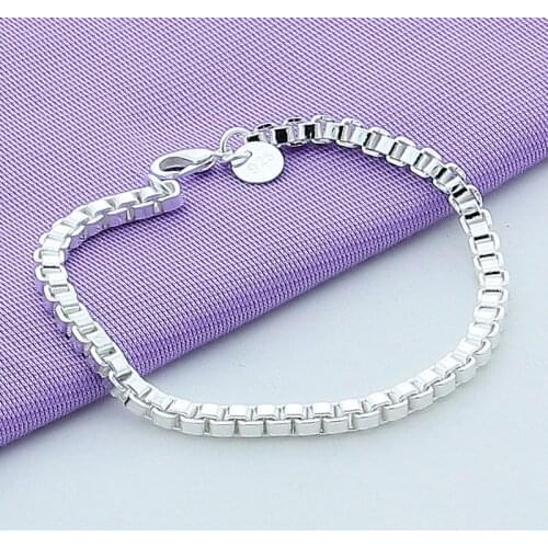 New 925 Silver Bracelet 4MM Venetian Silver Bracelet Female Charm Jewelry Woman Mens Jewelry Gift