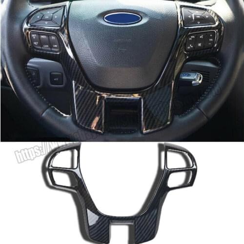 For Ford Ranger Everest Car Steering Wheel Frame Cover Trim Carbon Fiber ABS 1PCS