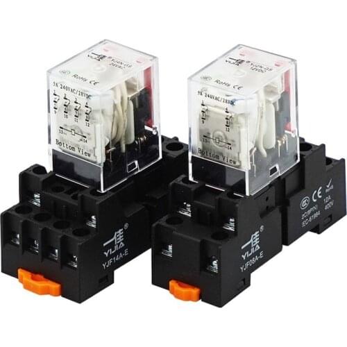 10 Pieces/package Small Intermediate Relay YJ4N-GS Foot DC12V DC24V 220V
