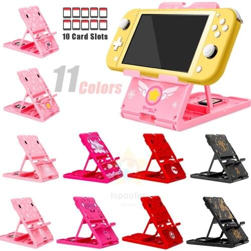 11 Colors Adjustable Holder Foldable Game Portable Bracket Play Stand Base Cradle Stand for Nintendo Switch 10 Game Card Slots