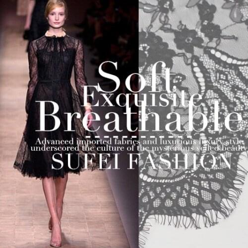 3*1m super soft skin-friendly exquisite eyelashes lace fabric for dress wedding decoration