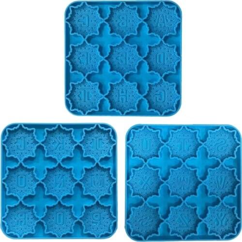 3 Pcs Alphabet Mandala Phone Sticker Decorations Epoxy Resin Mold Keychain Badge Silicone Mould DIY Crafts Jewelry Mold