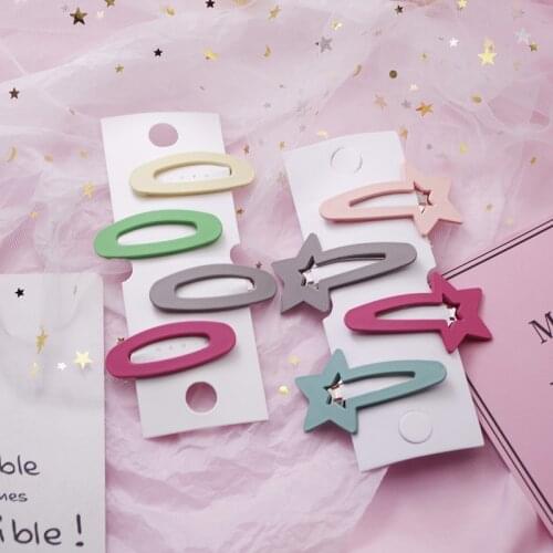 4pcs/lot Geometric Hair Accessories For Girls Kids Candy Color Matte Hair Clip Children Rabbit Star Hairpins Barrettes Headdress