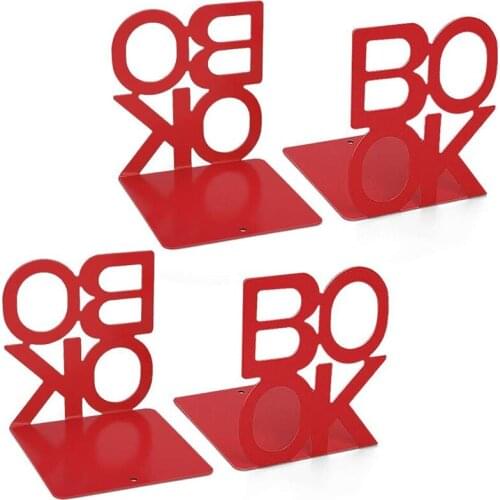 4Piece,Metal Bookends,Book Ends Letter Pattern Book Ends for Shelves Office Decorative,Nonskid Book Stopper for Books
